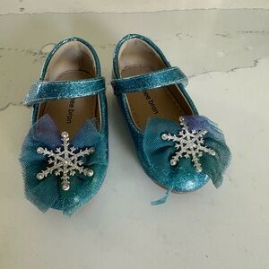 Blue Glitter toddler Shoes with Snowflake frozen Design